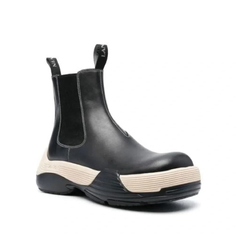 LANVIN Flash-X Bold Pull On Chelsea Boots, Black Size 44 New in Box + DustBag